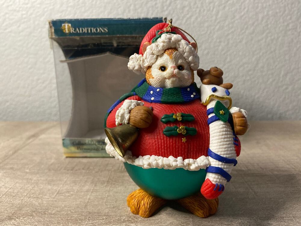 Vintage Traditions Santa Orange Cat Kitten Kitty Feline Christmas Tree Ornament